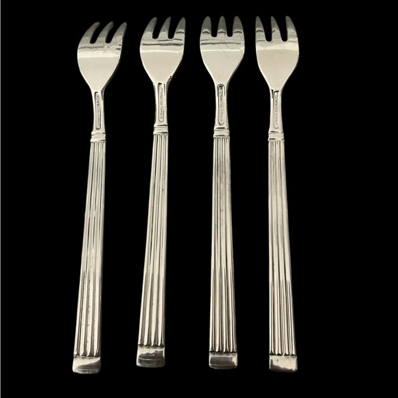 New Vintage Estia Gourmet Olympia Pattern - Lot Of 4 Cocktail Forks Korea - Picture 6 of 10